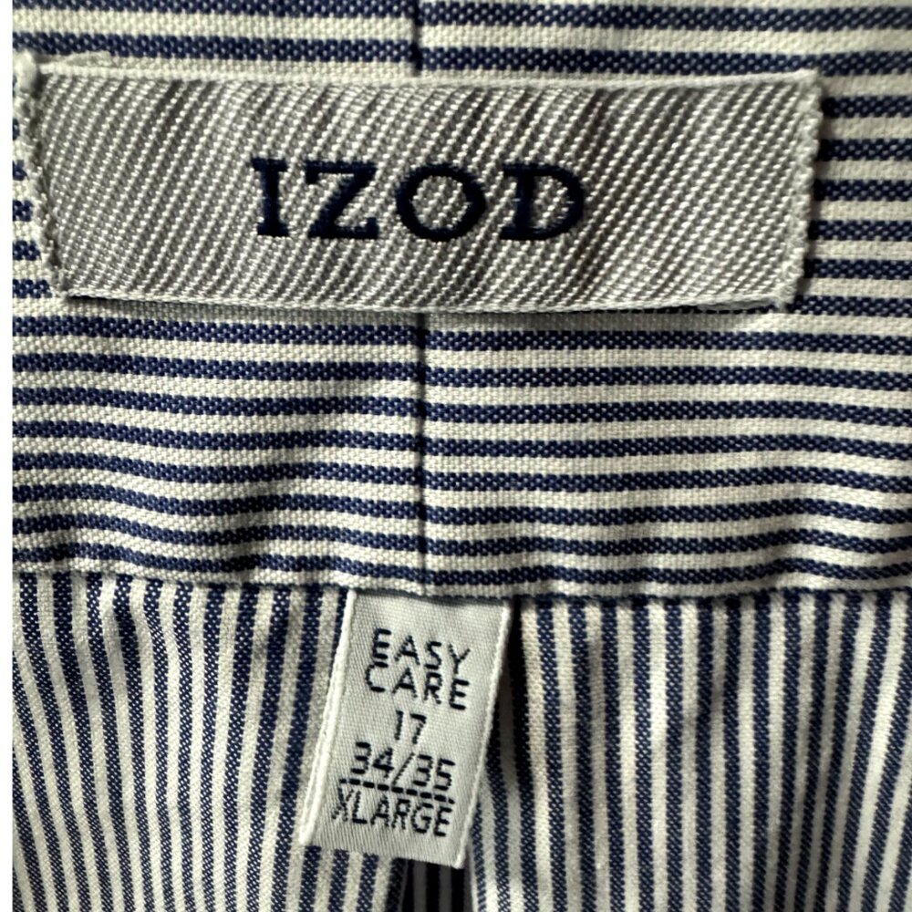 Men’s Blue | White Stripe Shirt Size 17 (34/35) - Picture 2 of 4